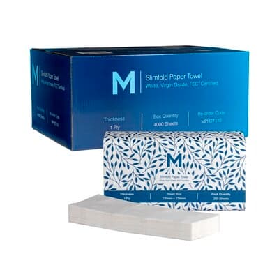 Matthews Everyday 1ply Virgin Slimfold Paper Towels, 200 sheets x 20 packs