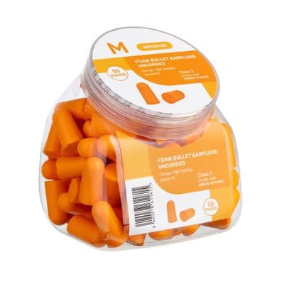 Matthews Protect Foam Bullet Earplugs, 28.0dB, 50 pairs per jar