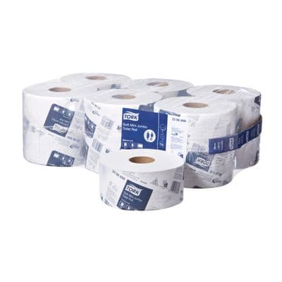 Tork Advanced 2ply Virgin Mini Jumbo Toilet Rolls T2, 200m x 12 rolls